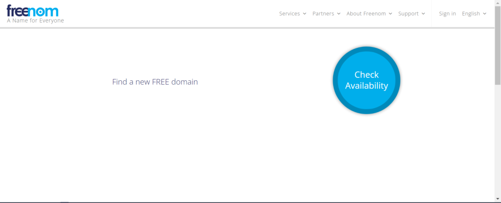 image of freenom.com home page