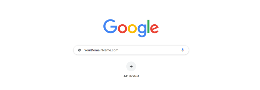 picture of google search page with example "yourdomainname.com"