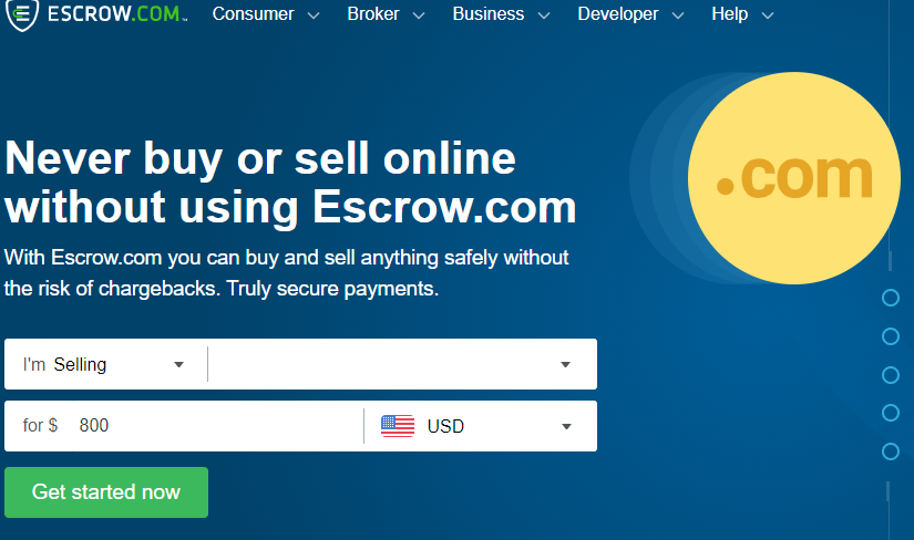 escrow service 
to buy domain names